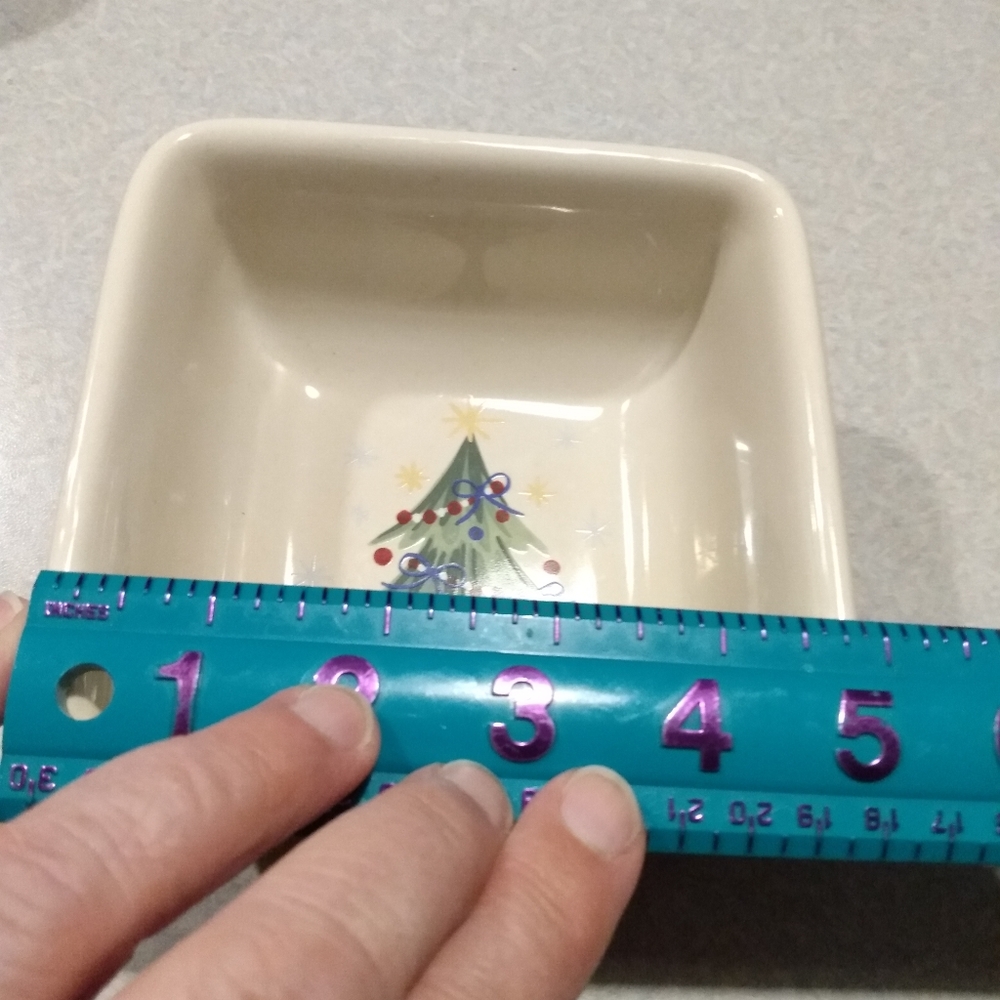 Longaberger small square bowl with tree - Picture 4 of 4